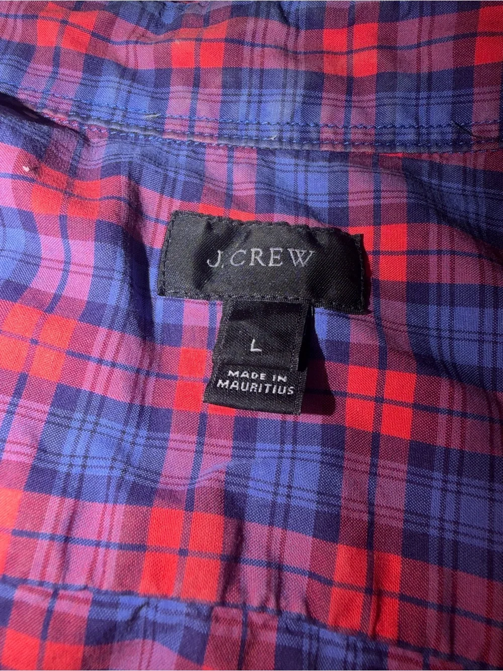 J. Crew Red and Blue Plaid Cotton Button-Down Shirt